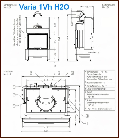 Wkład kominkowy z płaszczem wodnym Spartherm VARIA 1Vh H2O