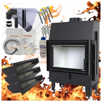 Kominek wkład prosty Defro Home Impuls SM i zestaw do montażu zabudowy