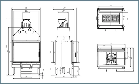 Wkład kominkowy powietrzny tunel Hitze ARDENTE DUO 90x41.DSS