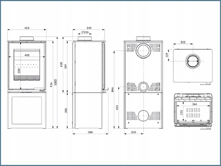Piec wolnostojący koza 5,7 kW Kawmet HARITA S15v S-Box Decor ECO EKOPROJEKT