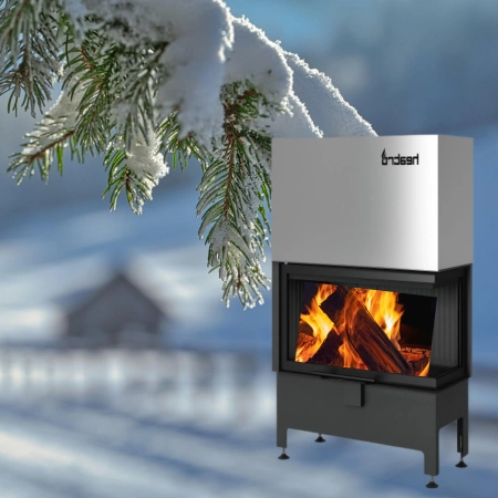 Kominek narożny prawy gilotyna Heatro 81PH black