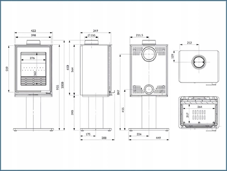 Piec wolnostojący koza 6,5 kW Kawmet HARITA S15i Leg ECO EKOPROJEKT