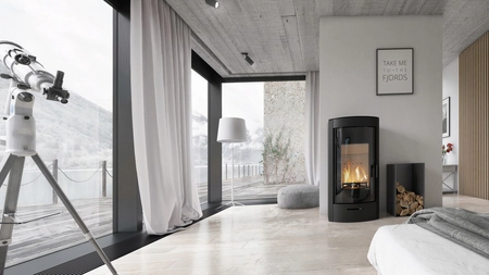 Piec kominkowy wolnostojący stalowy moc 9 kW Defro Orti Przyłącze Zestaw