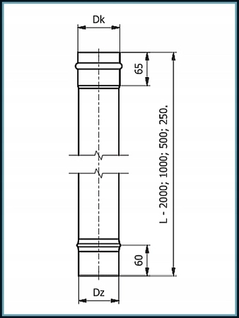 Rura prosta czarna do pieców na pelet 80/250 mm SPKP RP080/0,25-CZ1,2P Darco