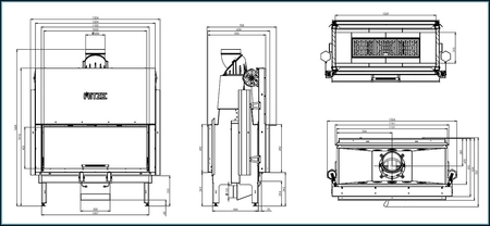 Wkład kominkowy powietrzny tunel gilotyna Hitze ARDENTE DUO 105x43.DGS
