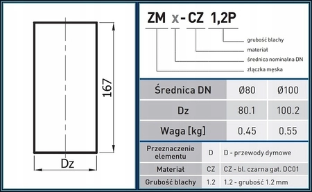 Rura z króćcem pomiarowym piec na pelet SPKP ROP100/0,25-CZ1,2P Darco