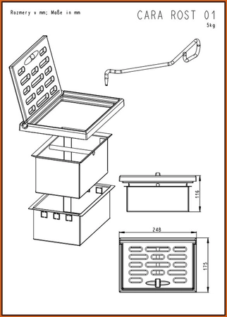 Zestaw rusztu do kominka akumulacyjnego CARA