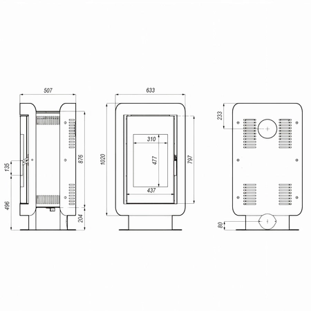 Piec kominkowy wolnostojący stalowy 9 kW Defro Oval Przyłącze 150 mm Zestaw