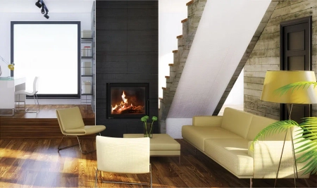 Kominek powietrzny BeF z prostą szybą FIRE BEAR 6