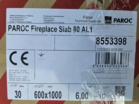 Wełna kominkowa Paroc Firepleace Slab 80 AL1 30mm 6,0 m2