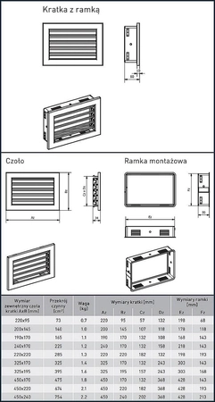 Kratka VENTLAB KRVZ325x195-ML.CZ z żaluzją ruchomą czarna