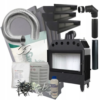 Kominek wkład prosty Defro Home Impuls LA i zestaw do montażu zabudowy