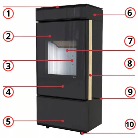 Piec kominkowy wolnostojący stalowy 6 kW Defro Cube Mini Przyłącze Zestaw