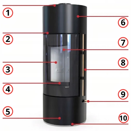 Piec kominkowy powietrzny wolnostojący stalowy moc 7 kW Defro Home Orion