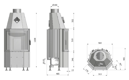 Wkład kominkowy powietrzny panoramiczny 8,8 kW Hajduk Prisma M