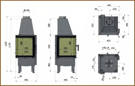 Wkład kominkowy powietrzny narożny lewy Hajduk SMART 2LT-S