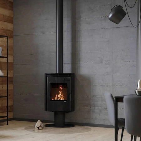 Piec kominkowy wolnostojący stalowy moc 9 kW Defro DEA TOP Przyłącze Zestaw