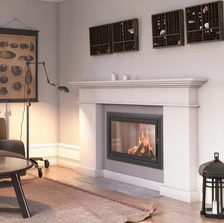 Wkład kominkowy prosty Defro Home Intra LA z zestawem do montażu zabudowy