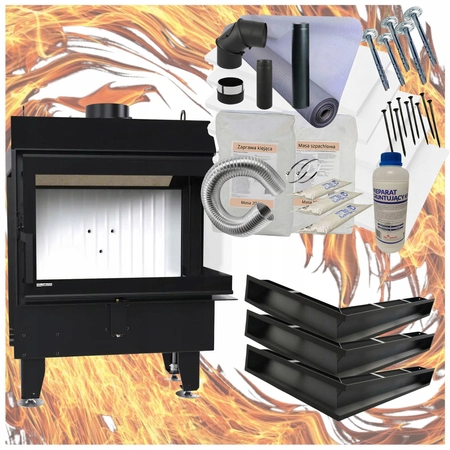 Wkład kominkowy prawy 7 kW Eko Defro Impuls SM BP Basic Zestaw montażowy