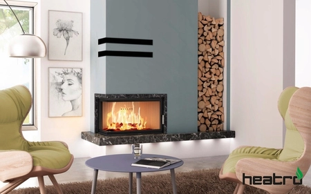 Kominek narożny lewy gilotyna Heatro 69LH black