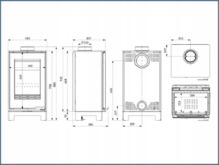 Piec wolnostojący stalowo żeliwny 9,5 kW KAWMET VENUS S16 Basic Decor ECO