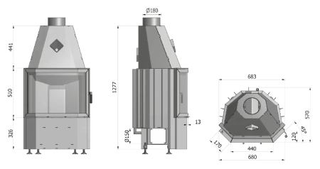 Wkład kominkowy powietrzny panoramiczny 10 kW Hajduk Prisma K