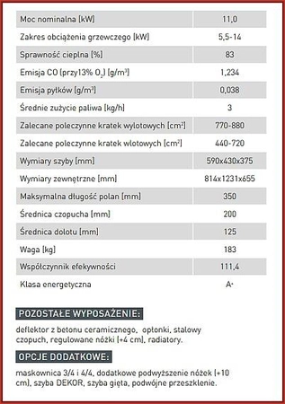 Wkład kominkowy powietrzny Hitze Albero AL11LG.H