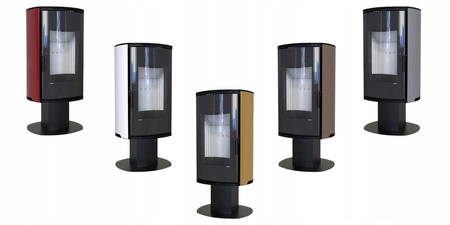 Piec kominkowy powietrzny stalowy 9 kW Defro ORBIS TOP i przyłącze kominowe