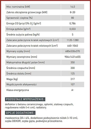 Wkład kominkowy powietrzny Hitze Albero AL16LG.H