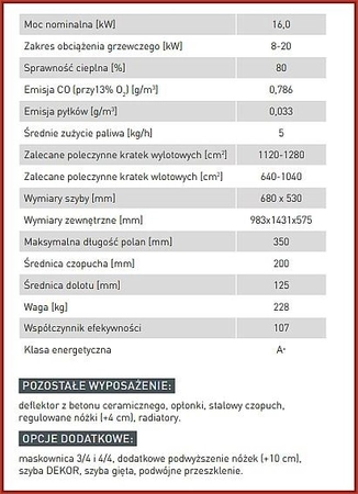 Wkład kominkowy powietrzny Hitze Albero AL16G.H