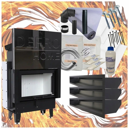 Wkład kominkowy prosty gilotyna 8 kW Eko Defro Impuls SM G Zestaw montażowy