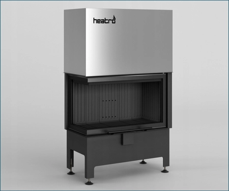 Kominek narożny lewy gilotyna Heatro 69LH black