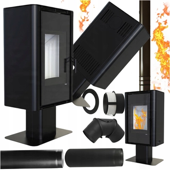 Piec kominkowy wolnostojący stalowy 9 kW Defro Solum Top Przyłącze Zestaw