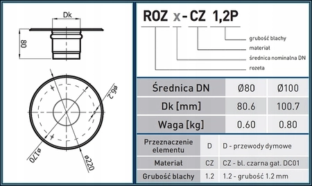 Rozeta do pieców na pelet SPKP ROZ100-CZ1,2P Darco