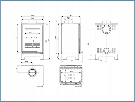 Piec wolnostojący koza 5,7 kW Kawmet Harita S15v Basic ECO EKOPROJEKT
