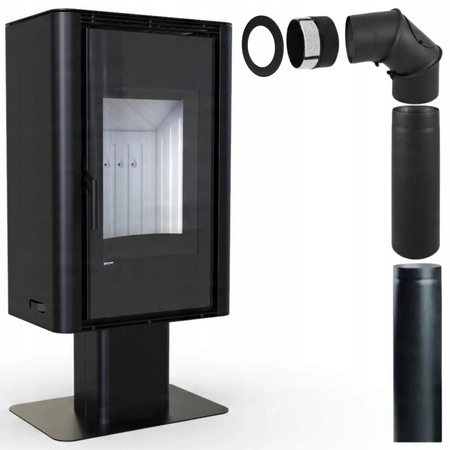 Piec kominkowy wolnostojący stalowy 9 kW Defro Solum Top Przyłącze Zestaw