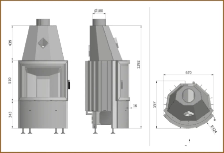 Wkład kominkowy powietrzny z półokrągłą szybą 10 kW Hajduk Prisma KR