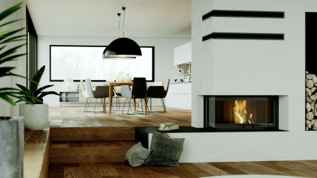Wkład kominkowy z płaszczem wodnym Defro Home RIVA M BL G SHORT