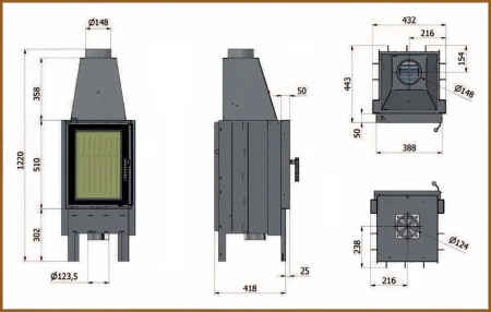 Wkład kominkowy powietrzny pionowy prosty Hajduk SMART 1VT-S