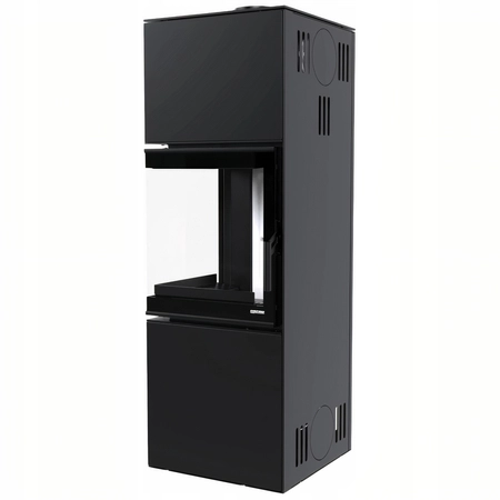 Piec kominkowy wolnostojący stalowy Defro Quadroom Long Przyłącze Zestaw