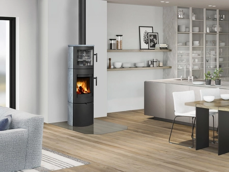 Piec kominkowy z piekarnikiem Romotop LUGO N 02 BF kamień