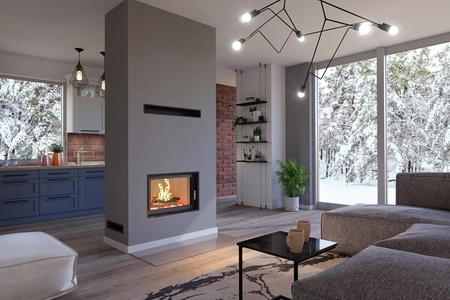 Wkład kominkowy powietrzny prosty Heatro 55 black