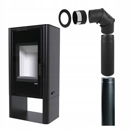 Piec kominkowy wolnostojący stalowy 9 kW Defro Solum Log Przyłącze Zestaw