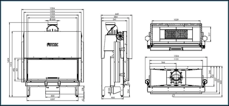 Wkład kominkowy powietrzny gilotyna Hitze ARDENTE 105x43.G