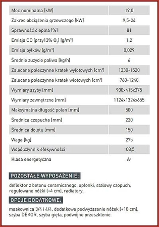 Wkład kominkowy powietrzny Hitze Albero AL19LG.H