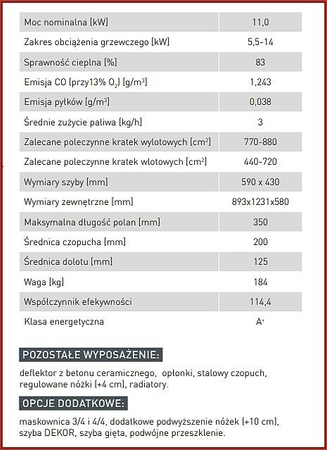 Wkład kominkowy powietrzny Hitze Albero AL11G.H