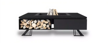 Palenisko ogrodowe Hetta Square 180 cm Black-Inox/Granit