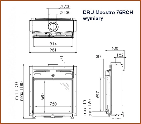 Wkład kominkowy na gaz DRU Maestro 75RCH