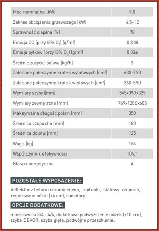 Wkład kominkowy powietrzny Hitze Albero AL9RG.H
