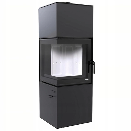 Piec kominkowy wolnostojący stalowy Defro Quadroom Long Przyłącze Zestaw